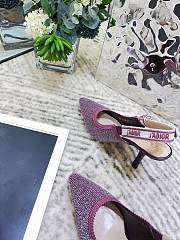 Dior Or J'Adior Slingback Pump Purple Cotton Embroidered with Metallic Thread - 2
