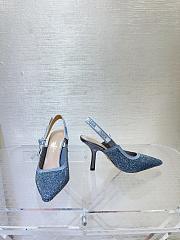 Dior Or J'Adior Slingback Pump Blue Cotton Embroidered with Metallic Thread - 2