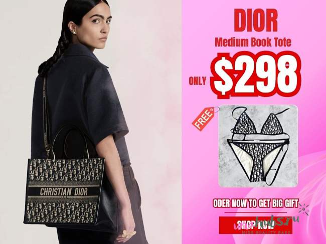 Dior Medium Book Tote Leather Strap Bag - 1