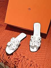 Hermes White Oran Slides With Stones - 6