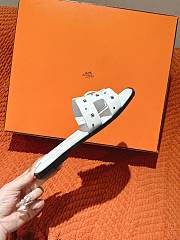 Hermes White Oran Slides With Stones - 5