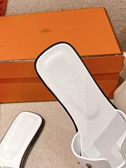 Hermes White Oran Slides With Stones - 3