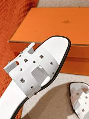 Hermes White Oran Slides With Stones - 2