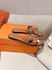 	 Hermes Brown Oran Slides With Stones - 5