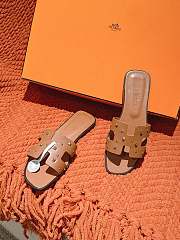 	 Hermes Brown Oran Slides With Stones - 4