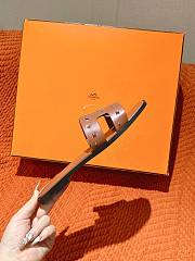 	 Hermes Brown Oran Slides With Stones - 3