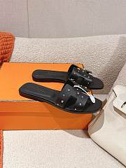Hermes Black Oran Slides With Stones - 6