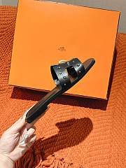 Hermes Black Oran Slides With Stones - 5