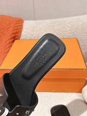 Hermes Black Oran Slides With Stones - 4