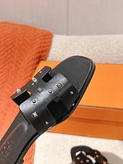 Hermes Black Oran Slides With Stones - 3