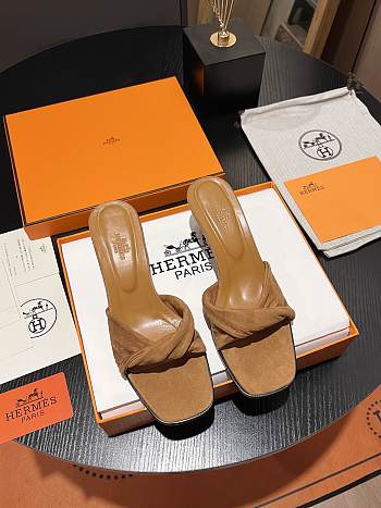 Hermes Brown Suede Sandals 
