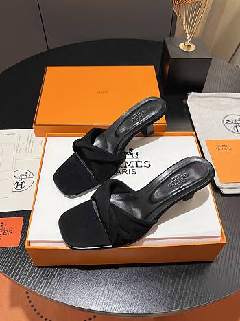 	 Hermes Black Suede Sandals