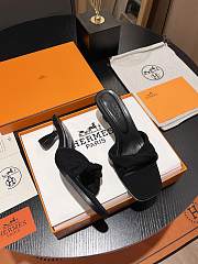 	 Hermes Black Suede Sandals - 5
