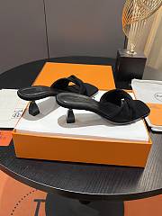 	 Hermes Black Suede Sandals - 3