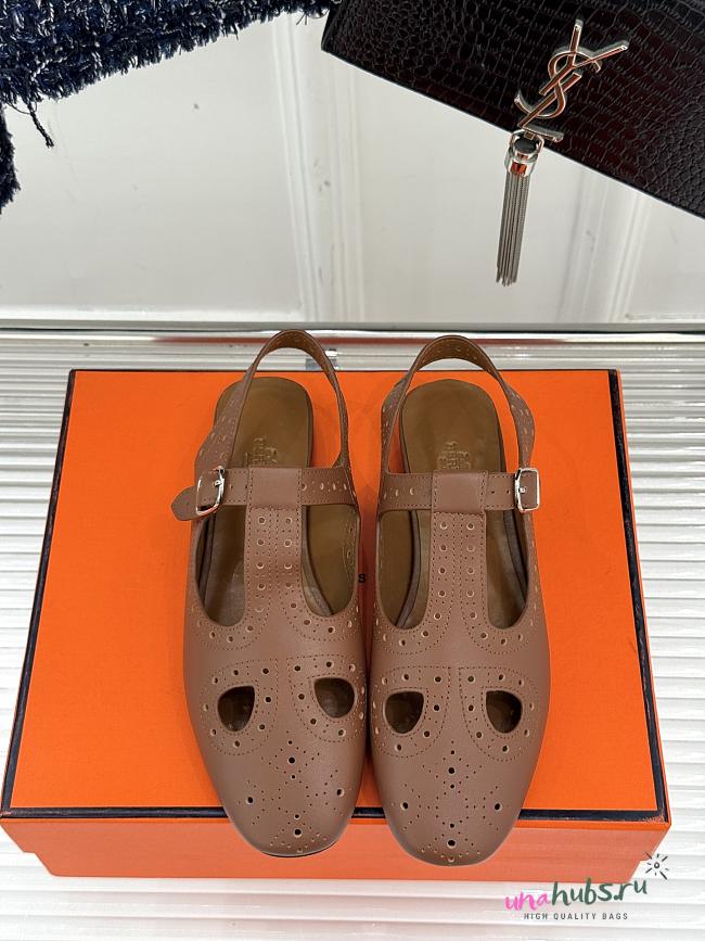 	 Hermes Kim slingback Brown - 1