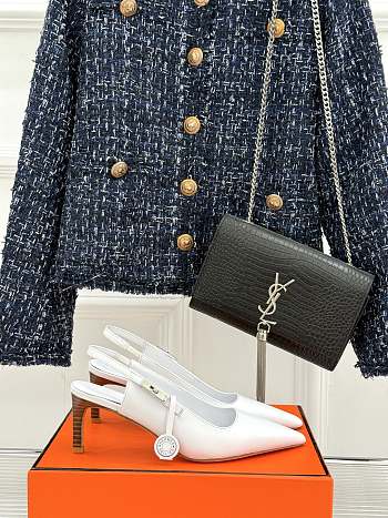	 Hermes Lover Pump In White 8cm
