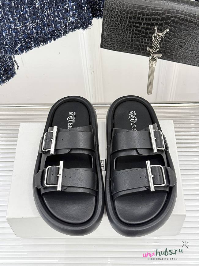 Alexander McQueen RUBBER SOLE BLACK SANDALS  - 1