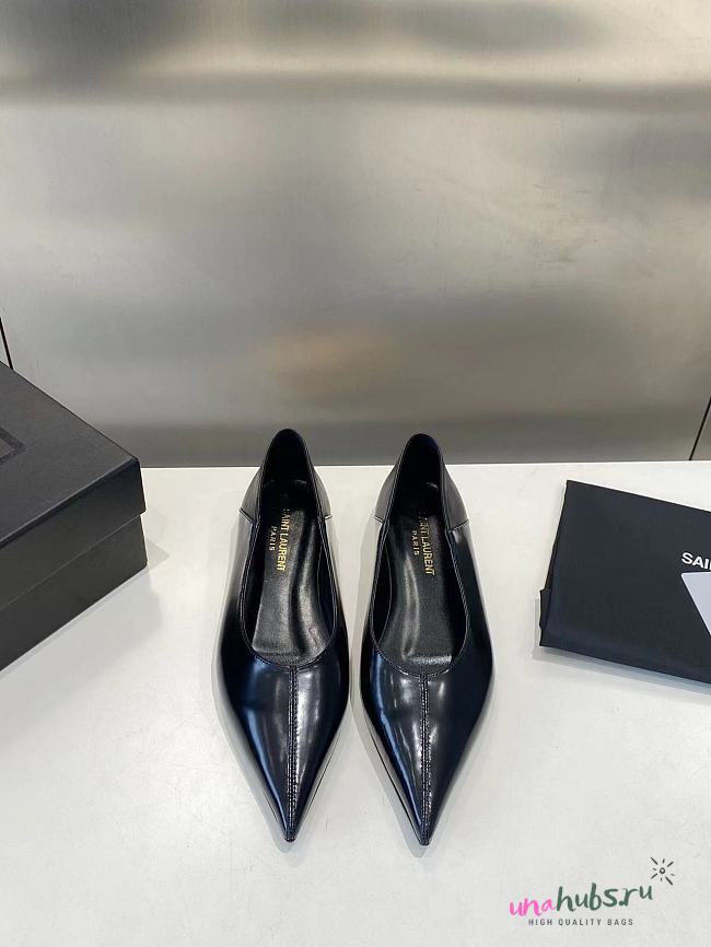 YSL Black Pointed Toe Ballet Shoes - 1