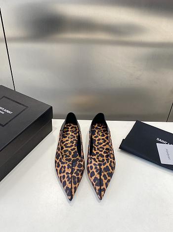YSL Leopard Pointed Toe Ballet Shoes