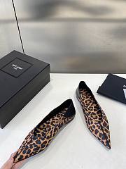 YSL Leopard Pointed Toe Ballet Shoes - 5
