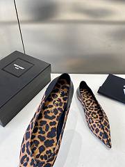 YSL Leopard Pointed Toe Ballet Shoes - 4