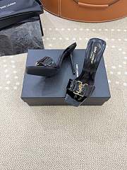 YSL black leather strapless high heel sandal with gold logo - 2