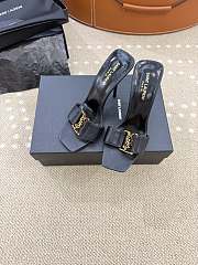 	 YSL black leather strapless high heel sandal with gold logo 02 - 6
