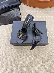 	 YSL black leather strapless high heel sandal with gold logo 02 - 4