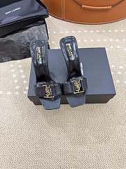 	 YSL black leather strapless high heel sandal with gold logo 02 - 5