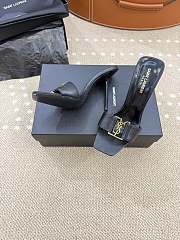 	 YSL black leather strapless high heel sandal with gold logo 02 - 3