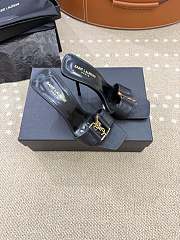 	 YSL black leather strapless high heel sandal with gold logo 02 - 2
