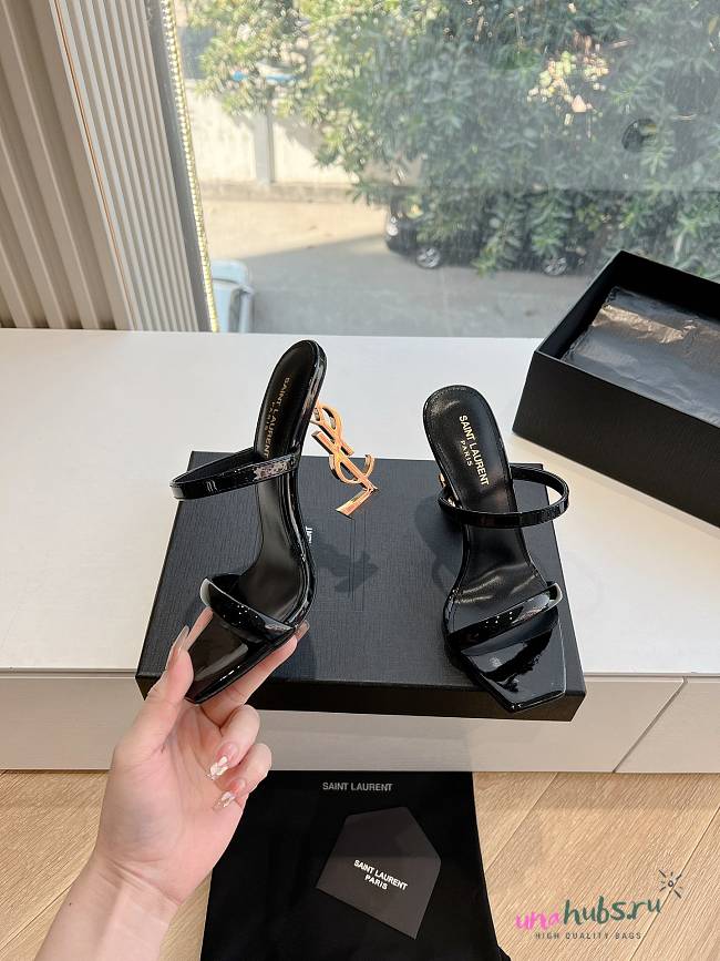 YSL Opyum Mules In Black Patent 110mm - 1