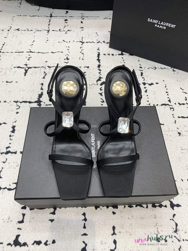 YSL Harlow 110 satin crêpe sandals in black - 1