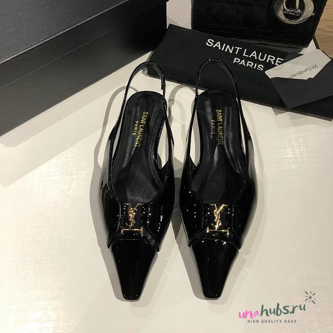 YSL Babylone Slingback Pump Patent Leather Black - 1