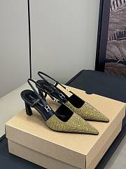 YSL Andree embellished satin slingback pumps in gold - 1