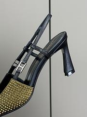 YSL Andree embellished satin slingback pumps in gold - 6