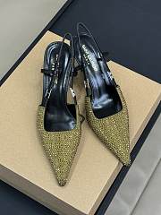 YSL Andree embellished satin slingback pumps in gold - 4