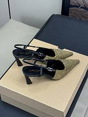 YSL Andree embellished satin slingback pumps in gold - 3
