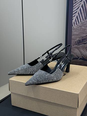 	 YSL Andree embellished satin slingback pumps