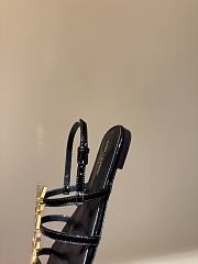 YSL Cassandra Sandals in Black Patent Leather - 4