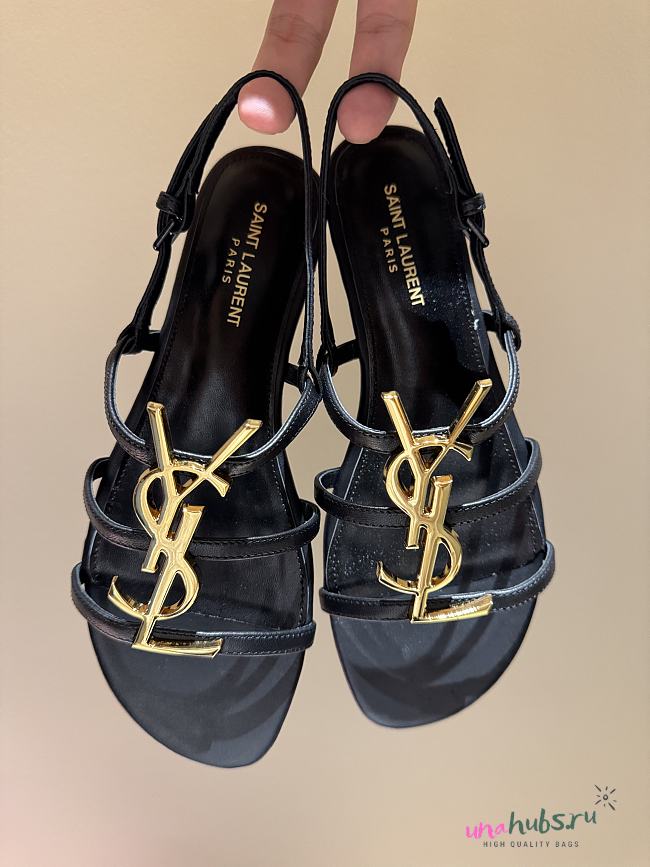 	 YSL Cassandra Sandals in Black Smooth Leather - 1