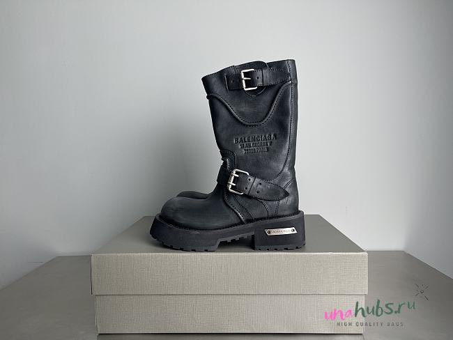BALENCIAGA Venom Logo-Debossed Distressed Leather Boots  - 1