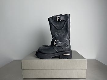 BALENCIAGA Venom Logo-Debossed Distressed Leather Boots 