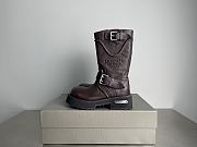 	 BALENCIAGA Venom Logo-Debossed Distressed Leather Brown Boots - 1