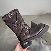 	 BALENCIAGA Venom Logo-Debossed Distressed Leather Brown Boots - 5