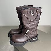 	 BALENCIAGA Venom Logo-Debossed Distressed Leather Brown Boots - 3