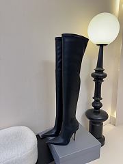 Balenciaga Over Knee Black Leather Boots - 4