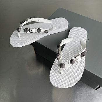 Balenciaga Cagole embellished thong sandals in white