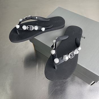 	 Balenciaga Cagole embellished thong sandals in black