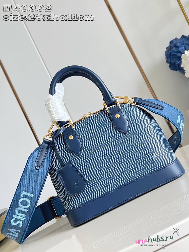Louis Vuitton Alma BB Epi Leather Blue With Canvas Strap - 23.5 x 17.5 x 11.5 cm - 1